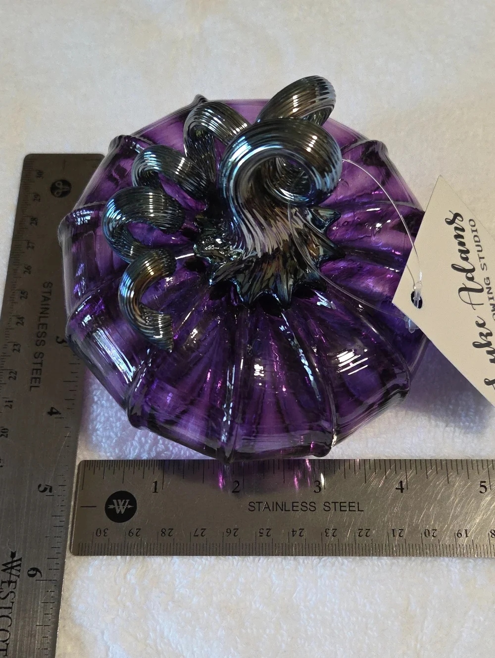 Handblown Purple Glass Pumpkin by